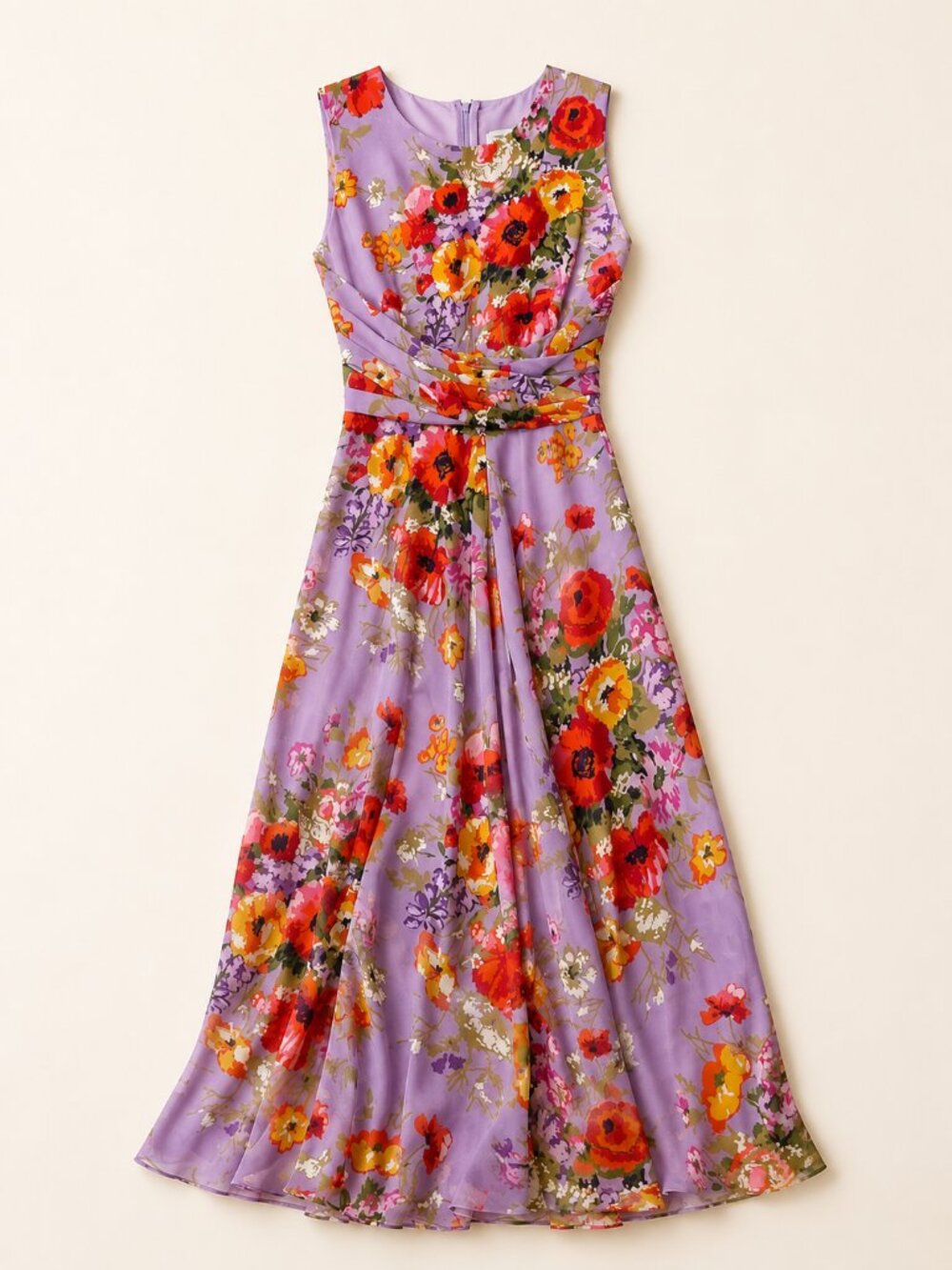 Coldwater Creek Silk Floral Purple Maxi Dress Size 10